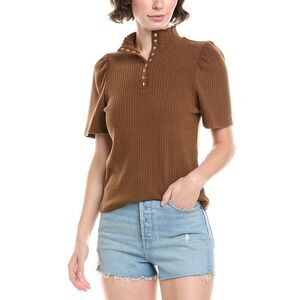 Elegant Brown Ribbed Women's Blouse